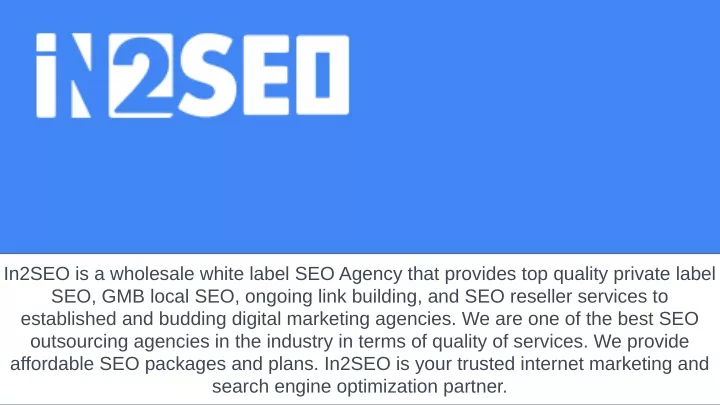 in2seo is a wholesale white label seo agency that