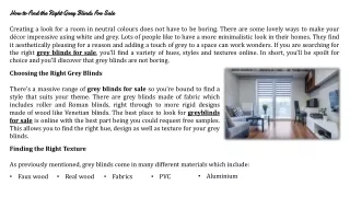 How to Find the Right Grey Blinds For Sale