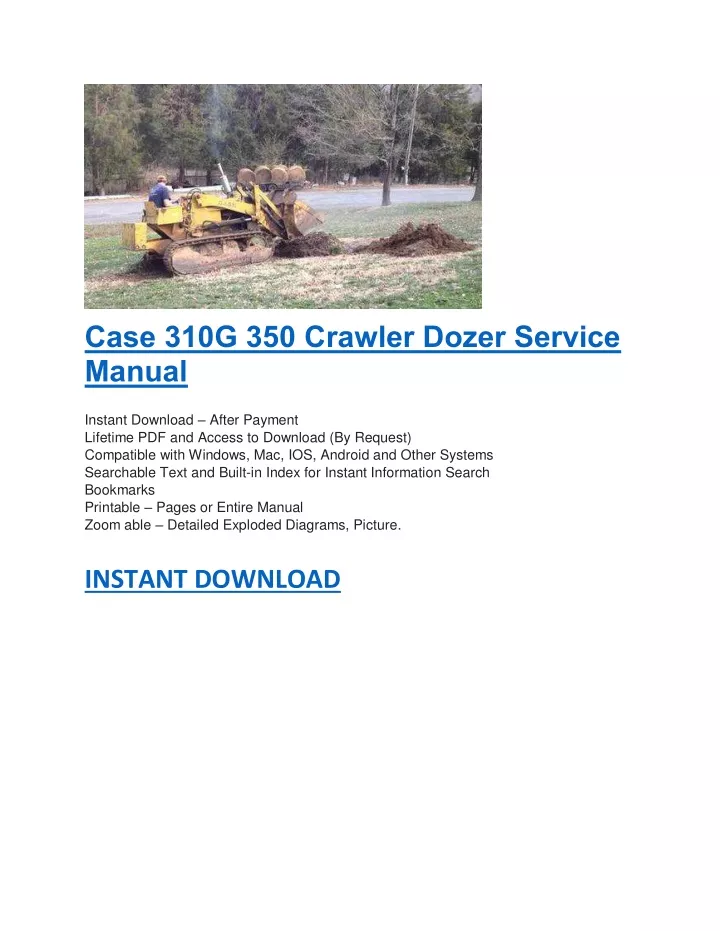 case 310g 350 crawler dozer service manual