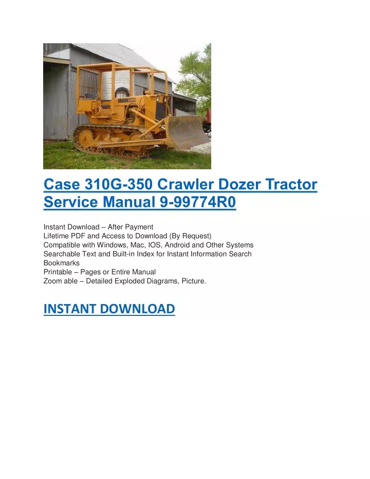 case 310g 350 crawler dozer tractor service