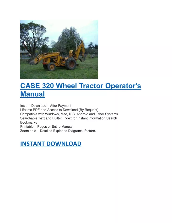 case 320 wheel tractor operator s manual instant