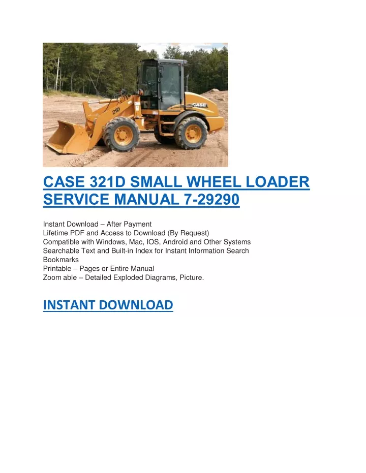 case 321d small wheel loader service manual
