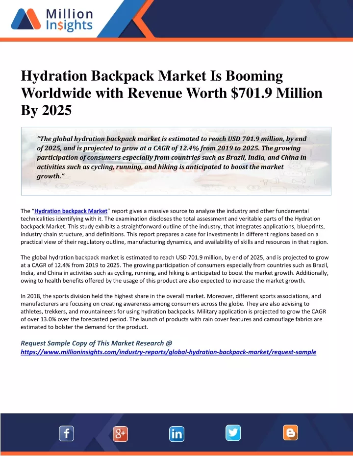 hydration backpack market is booming worldwide