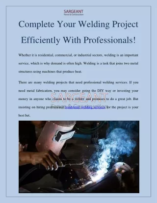 complete your welding project
