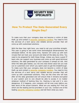 How To Protect The Data Generated Every Single Day