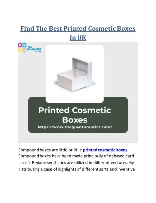 Find The Best Printed Cosmetic Boxes In UK