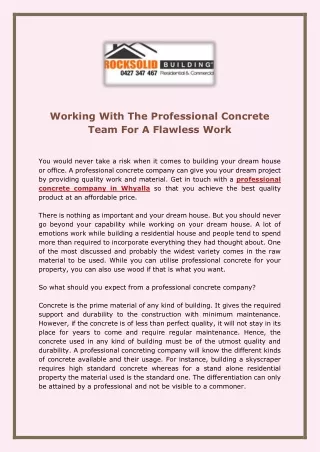 working with the professional concrete team