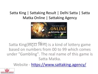 Satta King Sattaking Result Delhi Satta Satta Matka Online Sattaking Agency