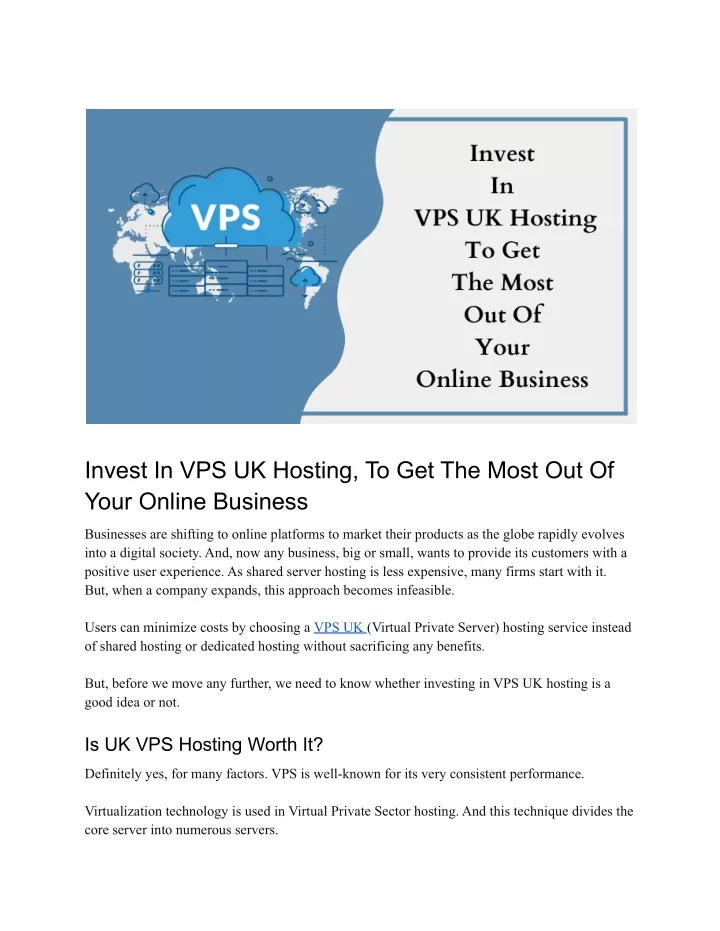 invest in vps uk hosting to get the most