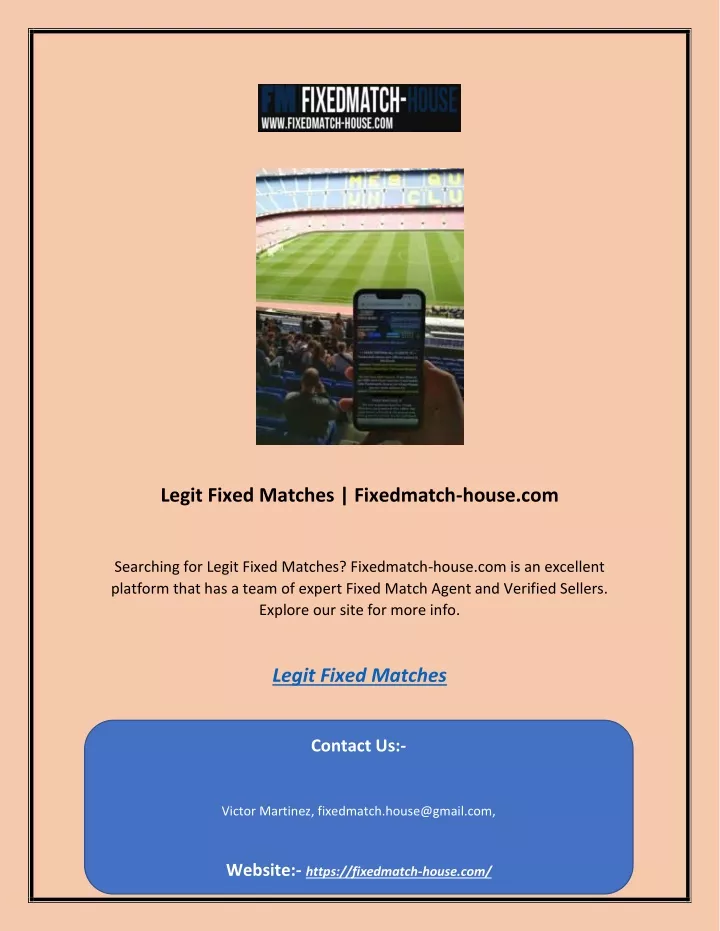 legit fixed matches fixedmatch house com