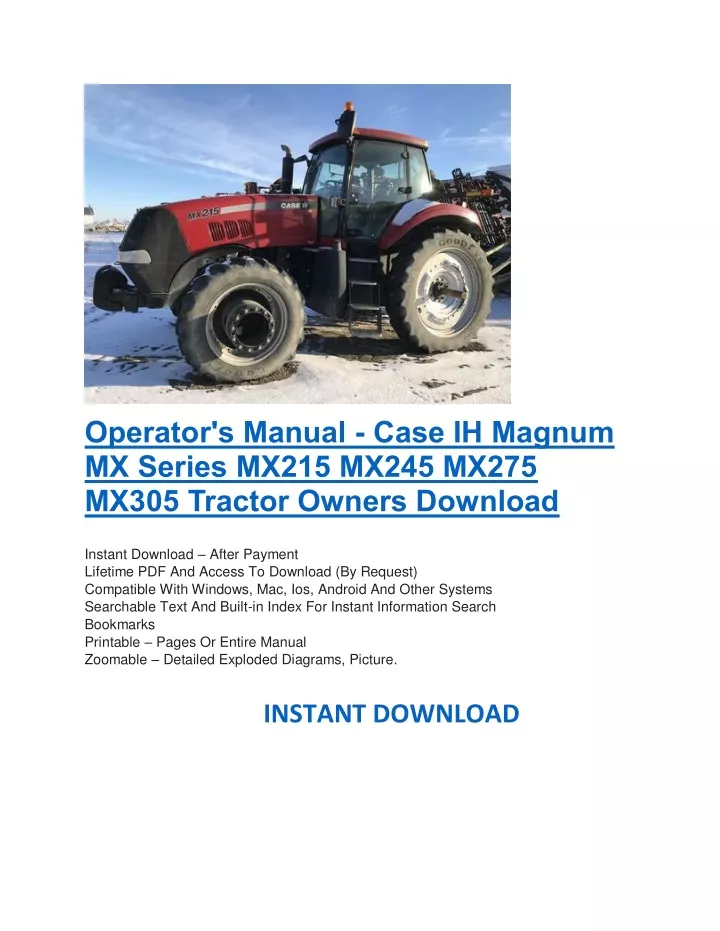 operator s manual case ih magnum mx series mx215
