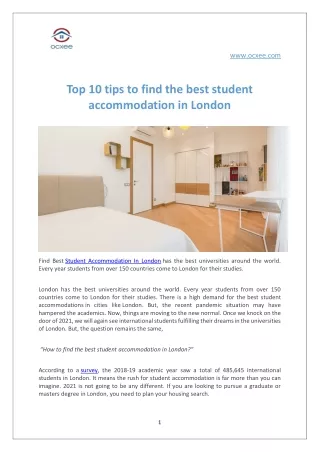 Top 10 tips to find the best student accommodation in London