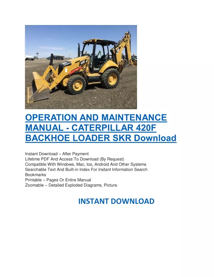 operation and maintenance manual caterpillar 420f