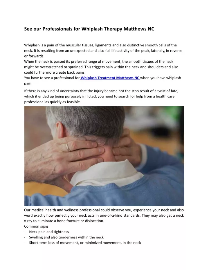 see our professionals for whiplash therapy