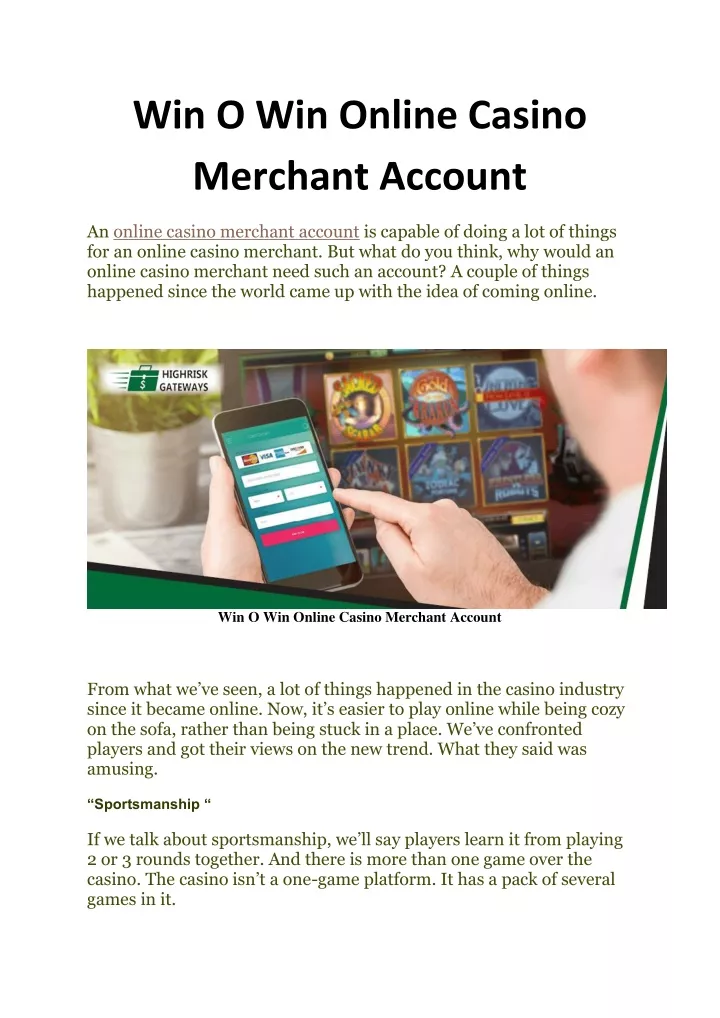 win o win online casino merchant account