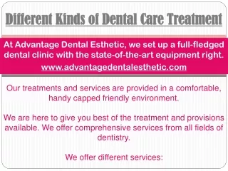 Different Kinds of Dental Care Treatment