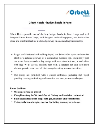 Orbett Hotels - budget hotels in Pune