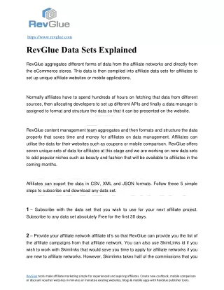 RevGlue Data Sets Explained