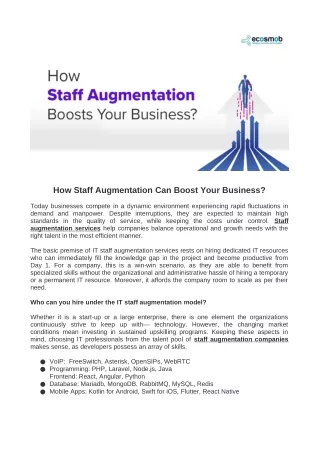 How Staff Augmentation Can Boost Your Business?