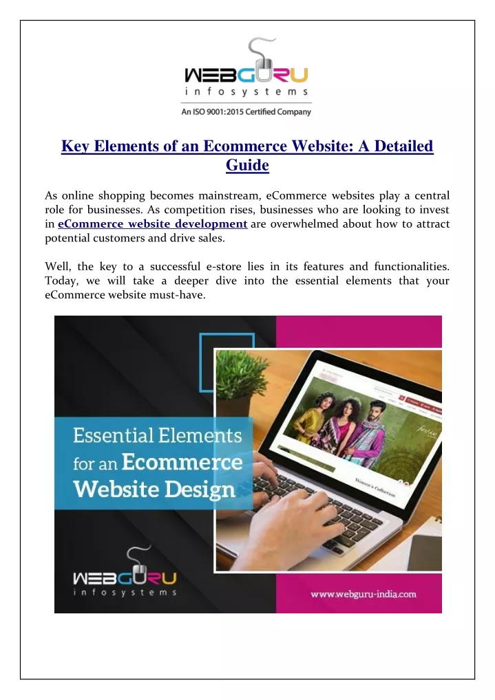 key elements of an ecommerce website a detailed