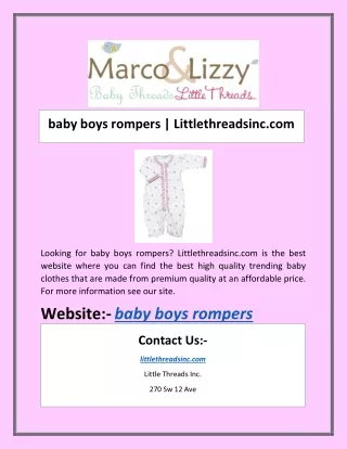 baby boys rompers | Littlethreadsinc.com