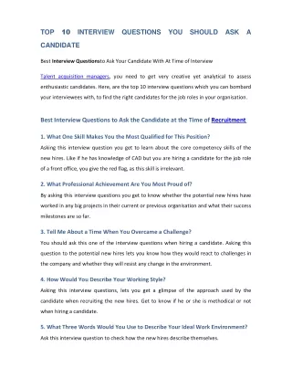 top 10 interview questions you should ask a