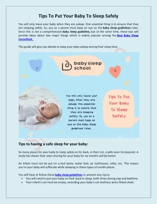 Tips To Put Your Baby To Sleep Safely