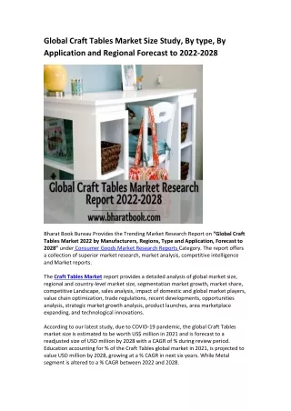global craft tables market size study by type