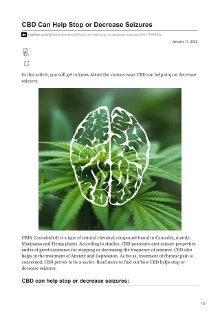 cbd can help stop or decrease seizures