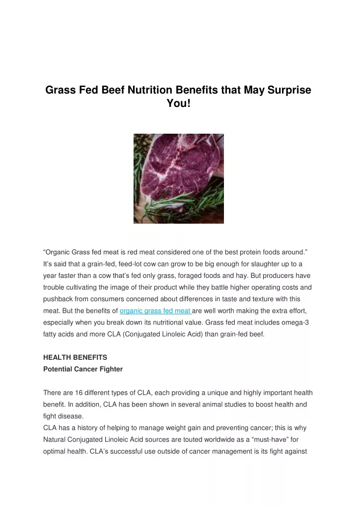 grass fed beef nutrition benefits that