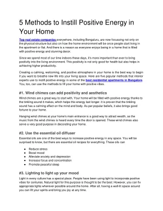 5 Methods to Instill Positive Energy in Your Home