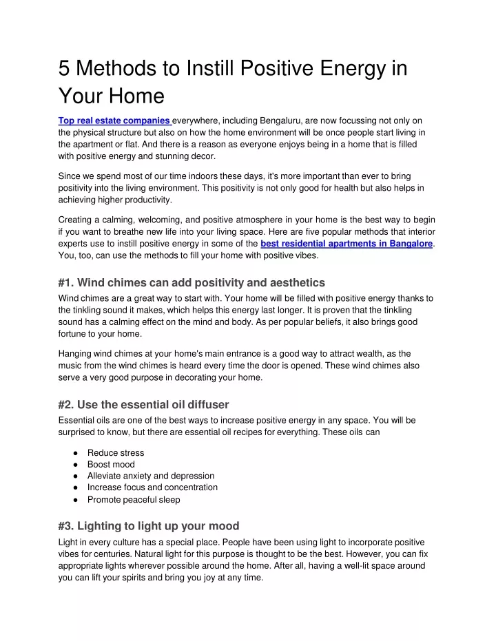 5 methods to instill positive energy in your home