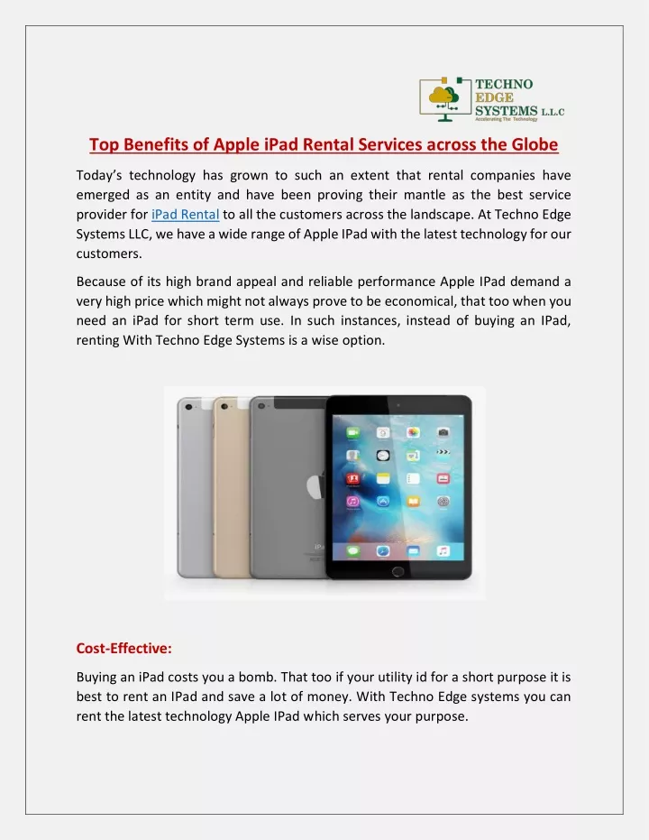 top benefits of apple ipad rental services across