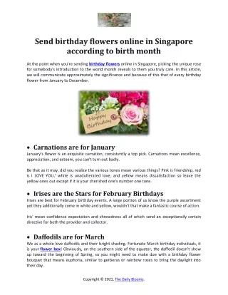 Send birthday flowers online in Singapore according to birth month