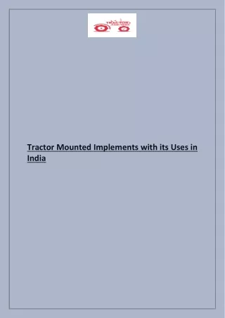 tractor mounted implements with its uses in india