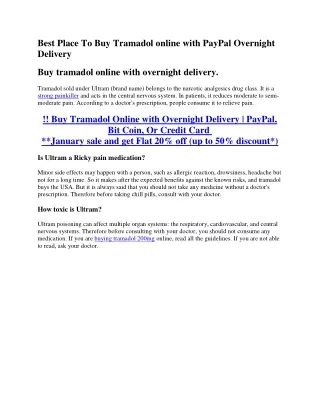 Best Place To Buy Tramadol online with PayPal Overnight Delivery