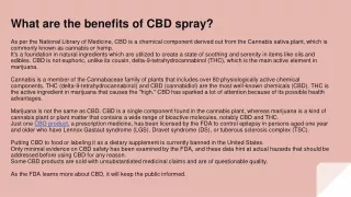 what are the benefits of cbd spray
