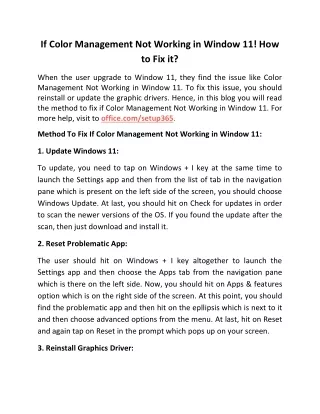 if color management not working in window