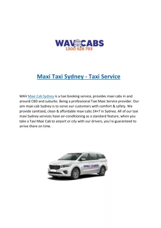 Maxi Taxi Sydney - Taxi Service