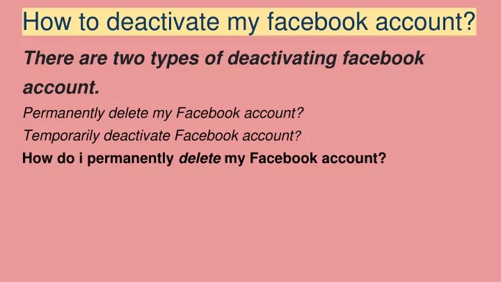 how to deactivate my facebook account