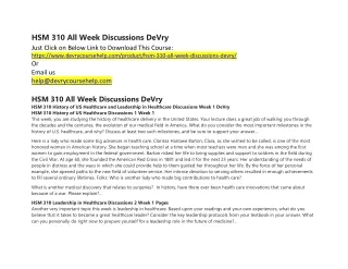 hsm 310 all week discussions devry just click