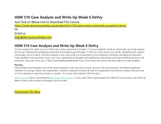 hsm 310 case analysis and write up week 6 devry