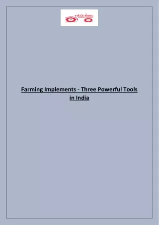 farming implements three powerful tools in india