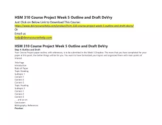 hsm 310 course project week 5 outline and draft