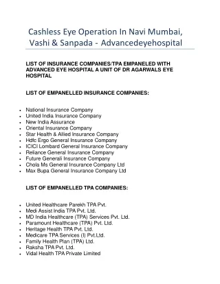Cashless Eye Operation In Navi Mumbai -advancedeyehospital