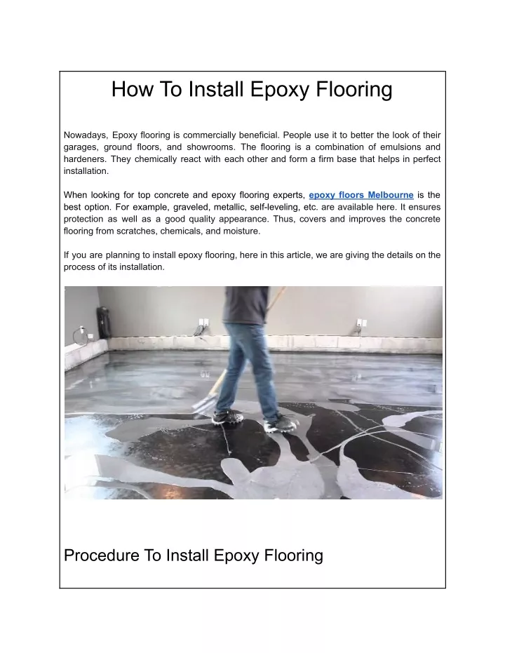 how to install epoxy flooring