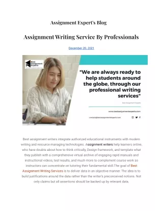 Assignment Writing Service By Professionals
