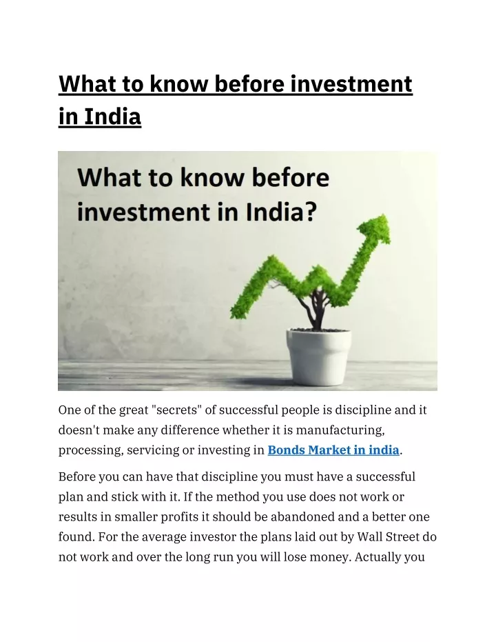 what to know before investment in india