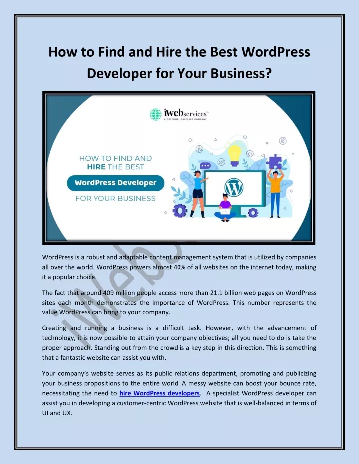 how to find and hire the best wordpress developer