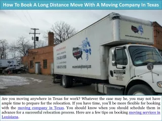 how to book a long distance move with a moving company in texas